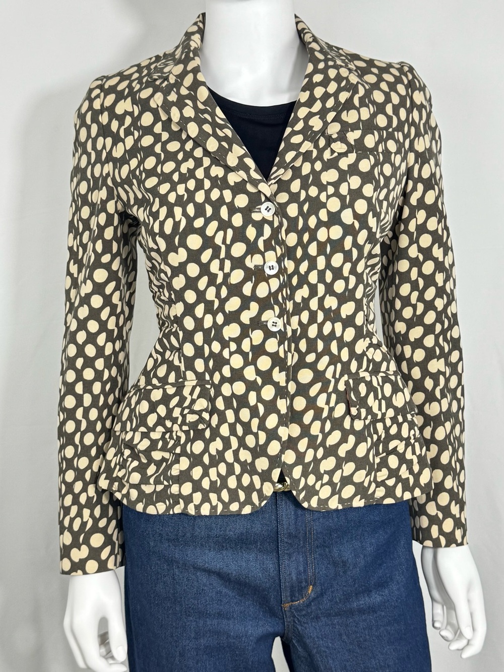 Paul Smith Blue Vintage Polka Dot Blazer Jacket - Brown / Cream - Sz 40/4 - Picture 1 of 14